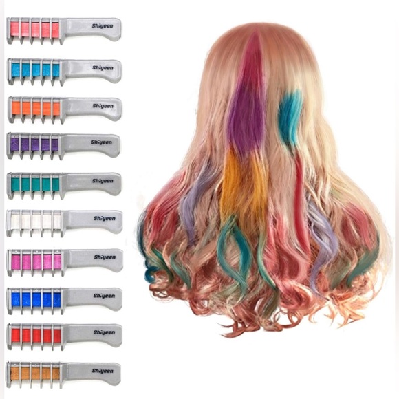 New - 10 Pc Temporary Hair Chalk Wax Combs for Kids, 10 Bright Washable Colors - Picture 13 of 15